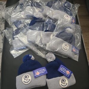 Lot of 10 - Vintage 80s Kids' Dallas Cowboys NFL Blue and Gray Beanie